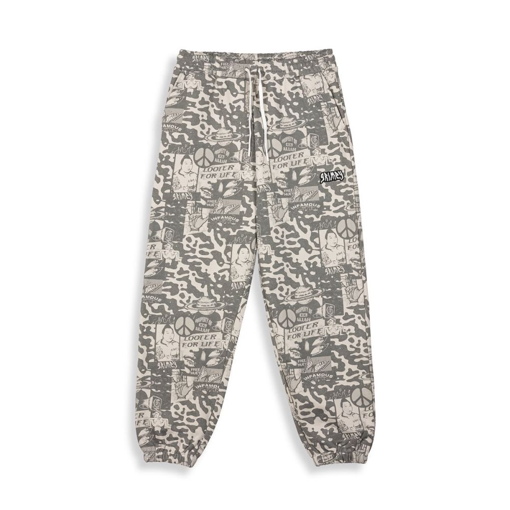 Pantalón chandal Grimey Peace Within All Over Print Light Grey