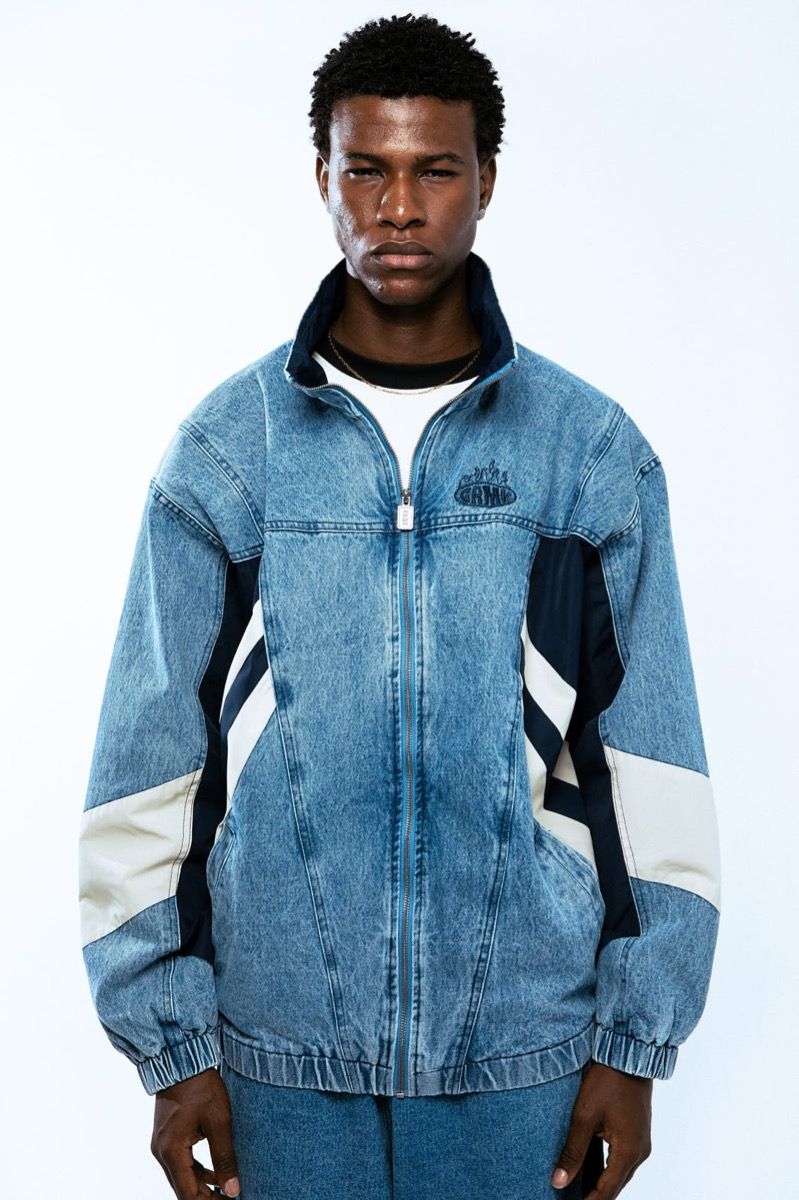 Grimey Scratching Memories Denim Track Jacket Washed Blue