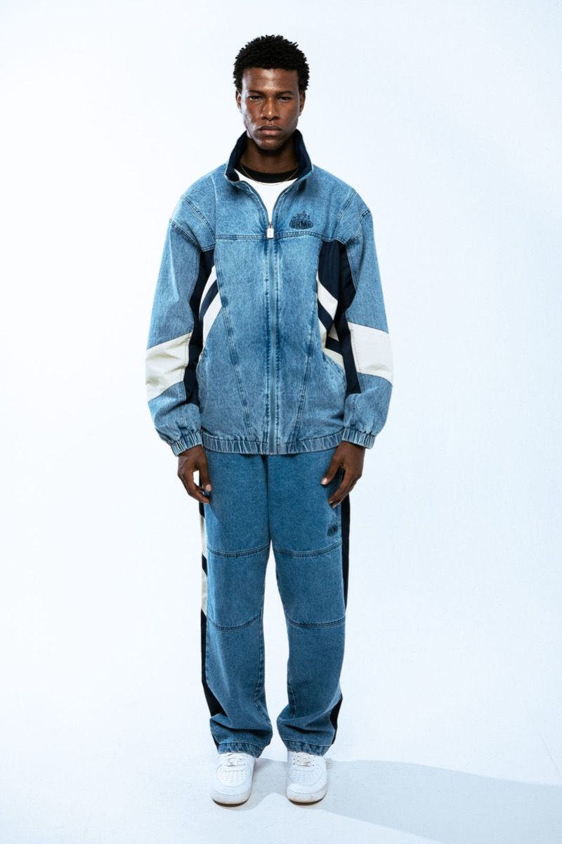 Grimey Scratching Memories Denim Track Jacket Washed Blue