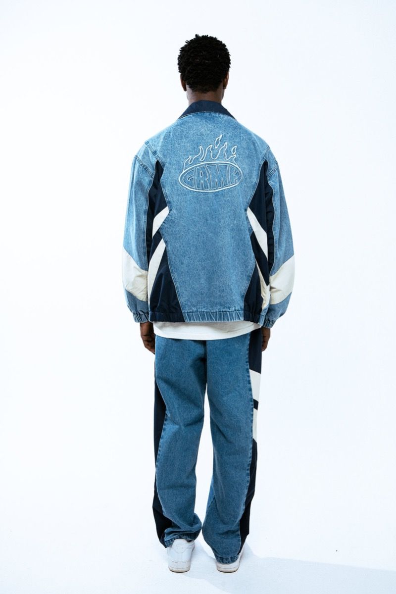 Grimey Scratching Memories Denim Track Jacket Washed Blue