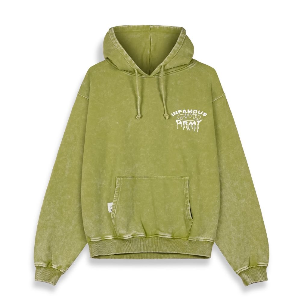 Grimey Follow The Dollar Washed Boxy Hoodie Washed Green