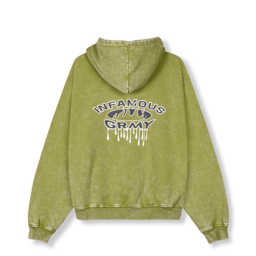 Grimey Follow The Dollar Washed Boxy Hoodie Washed Green