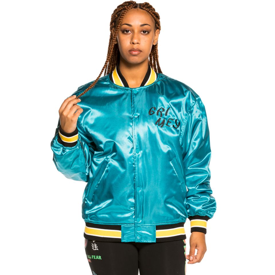 Chaqueta Satinada Reversible Unisex Grimey "Destroy All Fear" - Black/Blue | Fall 21