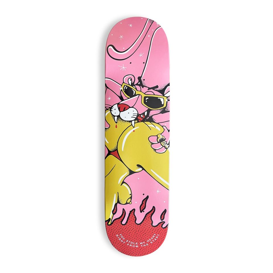 Tabla Skate Grimey X Sk8land Pink Panther High Concave Pink