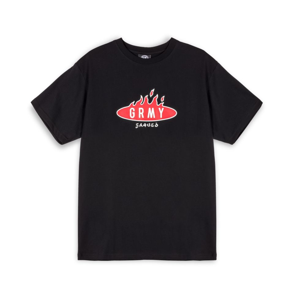 GRIMEY BURN IN FLAMES REGULAR TEE - BLACK | SS24