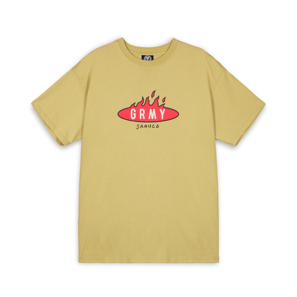 GRIMEY BURN IN FLAMES REGULAR TEE - KHAKI | SS24