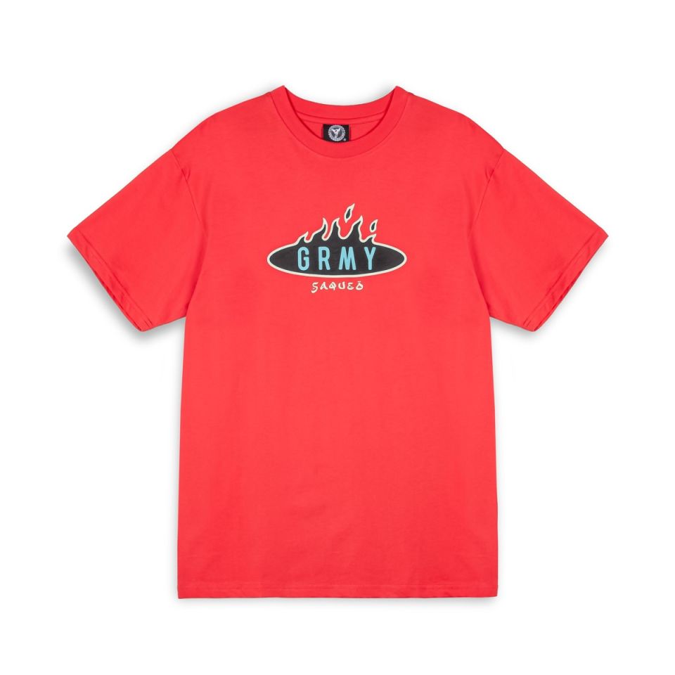 GRIMEY BURN IN FLAMES REGULAR TEE - RED | SS24