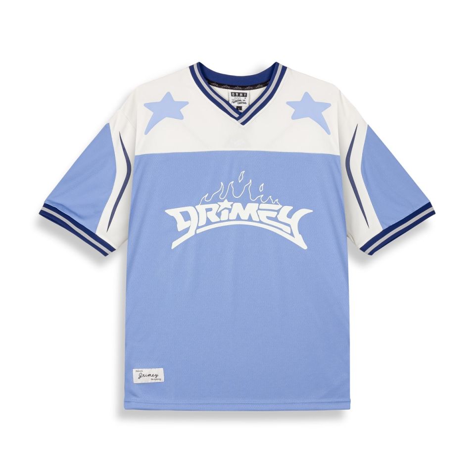 Camiseta Grimey Infamous Deeper V Neck Oversize Light Blue