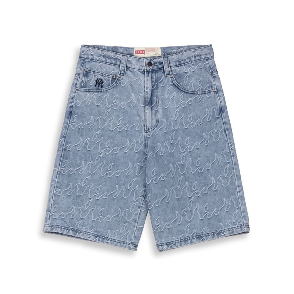 Pantalón Corto Grimey Sweet Science Baggy Jacquard Light Washed Black