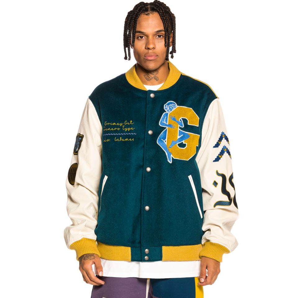 Grimey "Singgang Junction" Wool Baseball Jacket - Navy | Fall 21