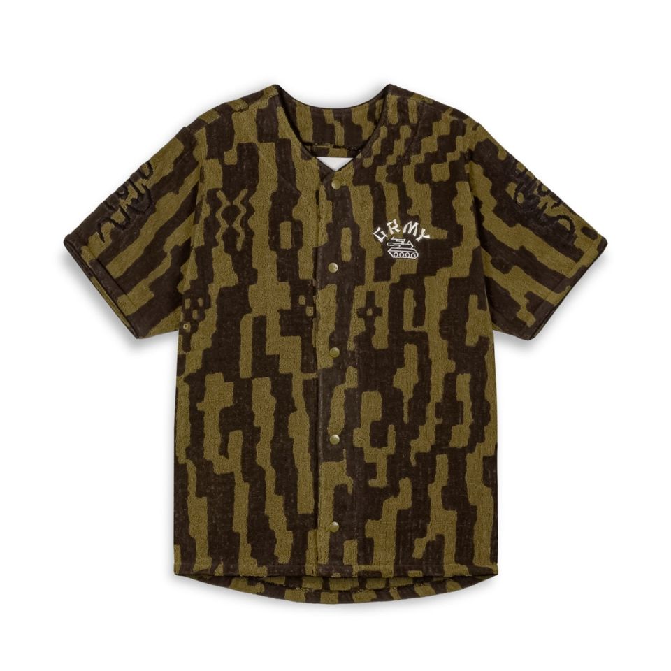 GRIMEY LUCKY DRAGON ALL OVER JACQUARD BASEBALL JERSEY - BLACK | SS24