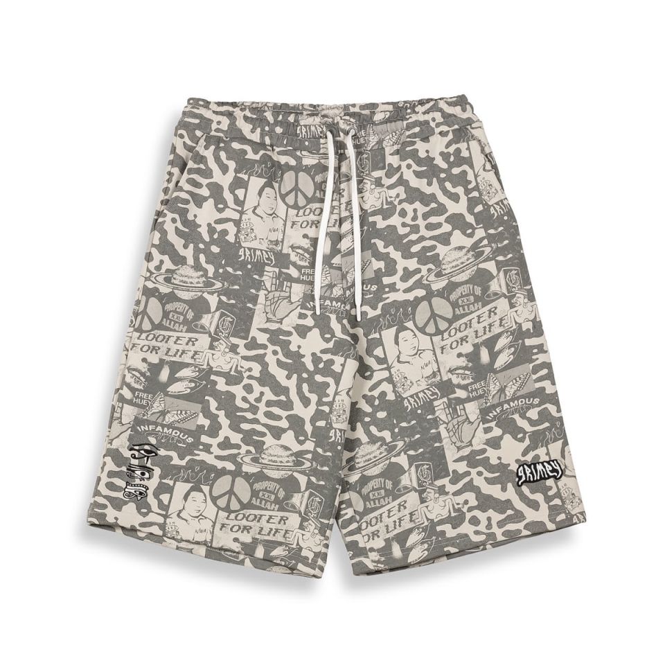 Pantalón corto Grimey Peace Within All Over Print Light Grey