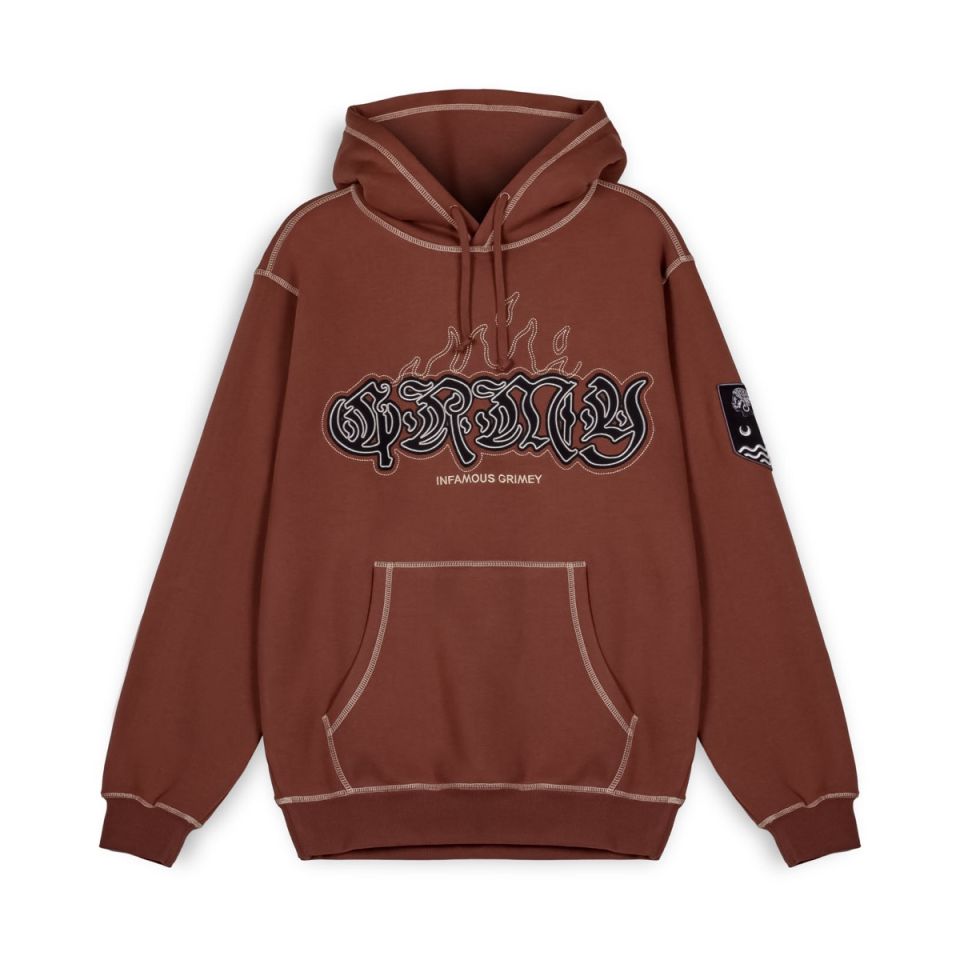 GRIMEY FIRE ROUTE VINTAGE HOODIE - BROWN | Spring 23