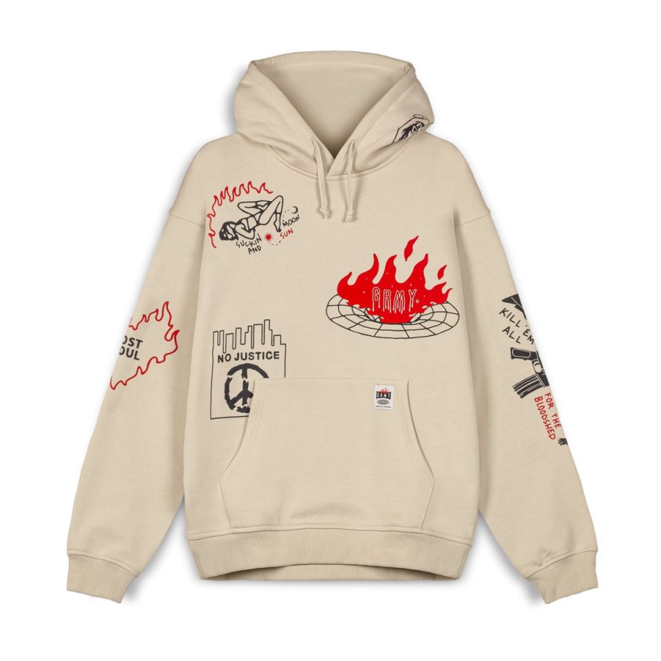 SUDADERA CAPUCHA GRIMEY BACK AT YOU WIDE HOLE VINTAGE - CREAM | FW23