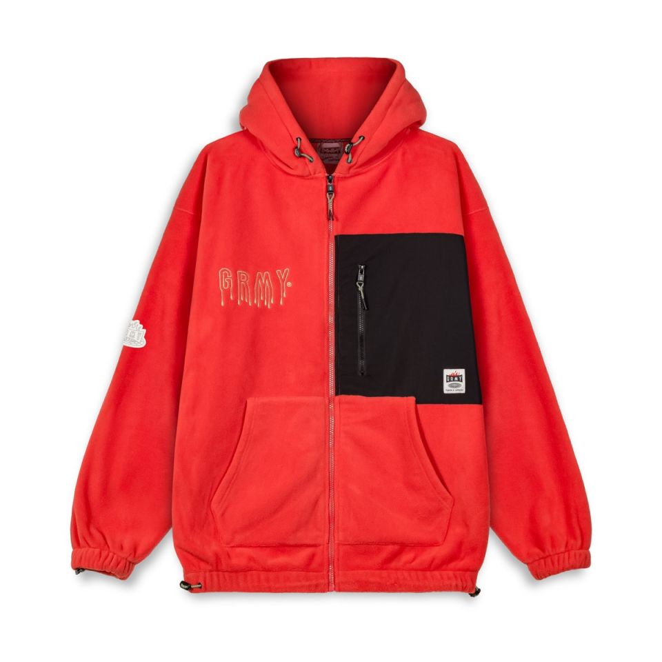 GRIMEY BACK AT YOU POLAR FLEECE ZIP HOODIE - RED | FW23