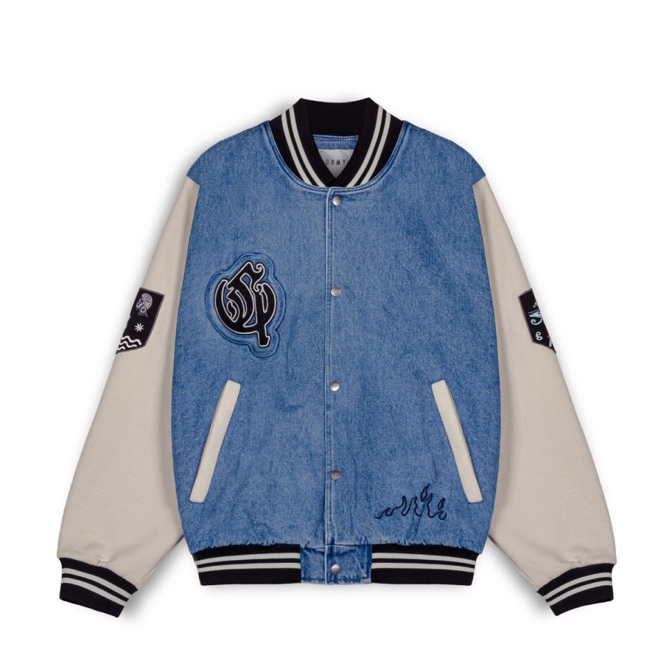 BASEBALL JACKET GRIMEY FIRE ROUTE DENIM - BLUE | Spring 23