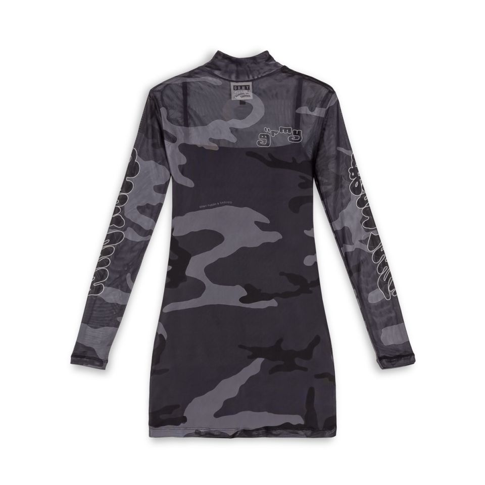 VESTIDO GRIMEY TUSKER TEMPLE MICRO MESH GIRL LONG SLEEVE - BLACK | FW23