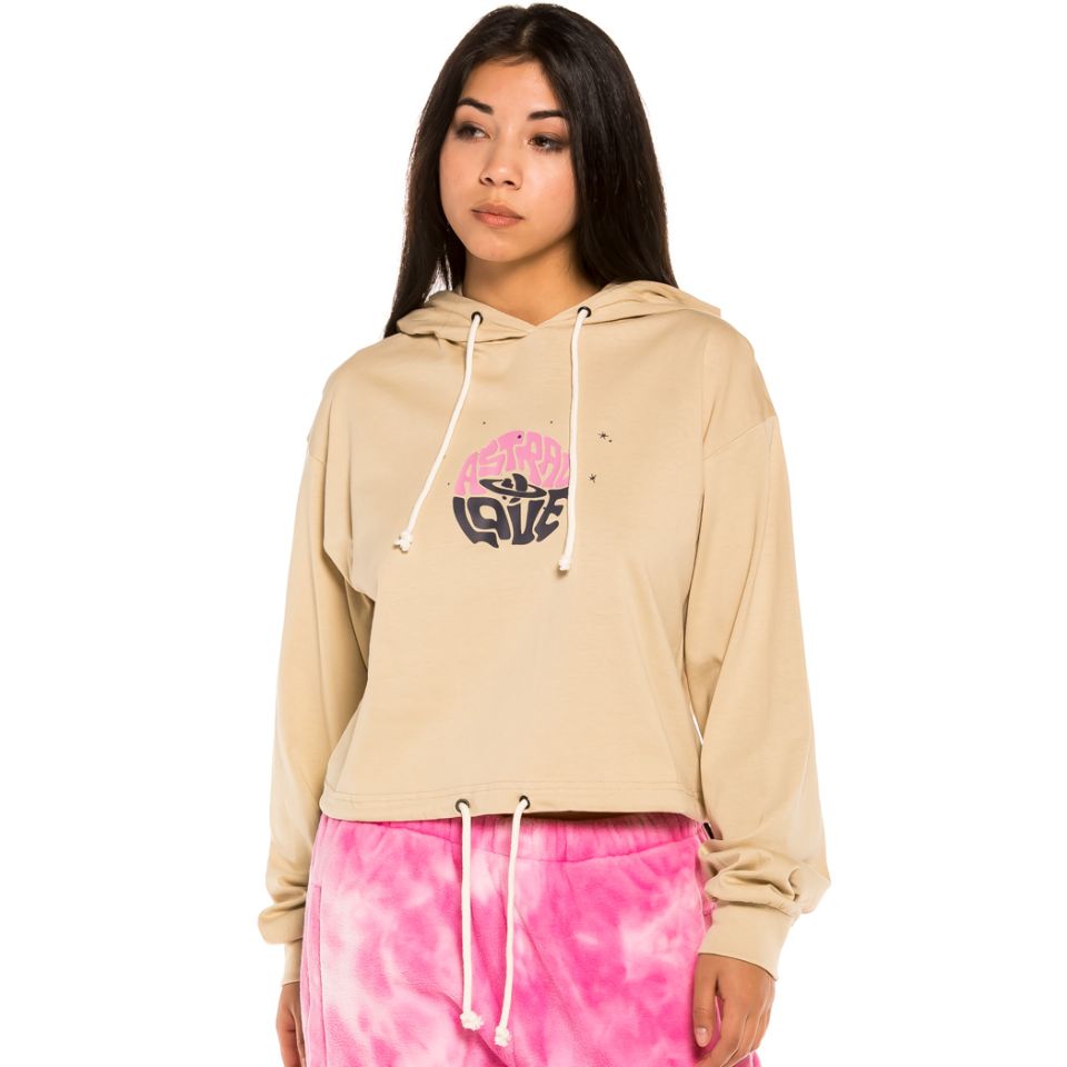 Grimey "Space Lady" Long Sleeve Hodded Shirt - Sand | Winter 21