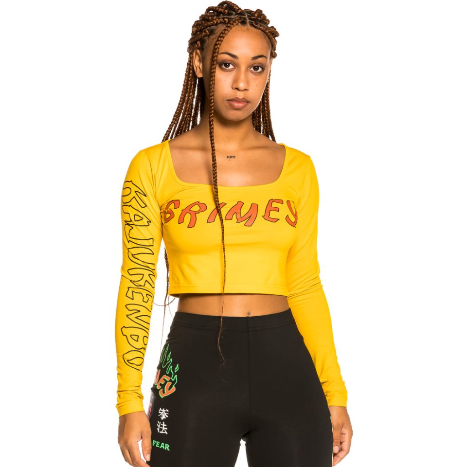 Grimey "Destroy All Fear" Long Sleeve Crop Tee - Yellow | Fall 21