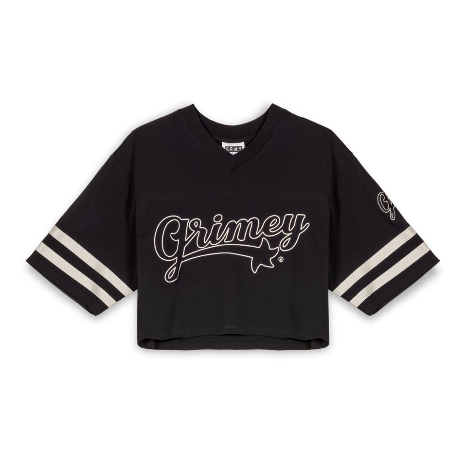 GRIMEY MADRID GIRL CROP FOOTBALL JERSEY - BLACK | FW23