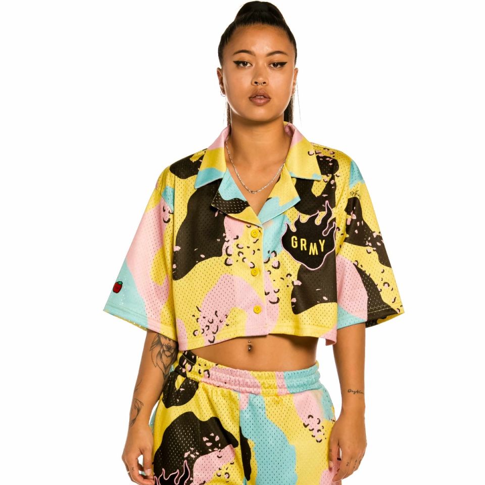 Camisa de Chica Grimey "Trespass" All Over Print - Camo | Summer 22
