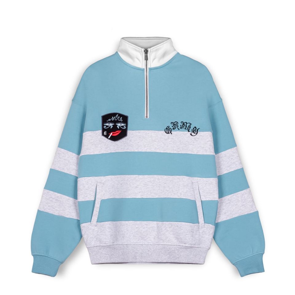 GRIMEY FIRE ROUTE UNISEX HIGH NECK SWEATSHIRT - BLUE | Spring 23