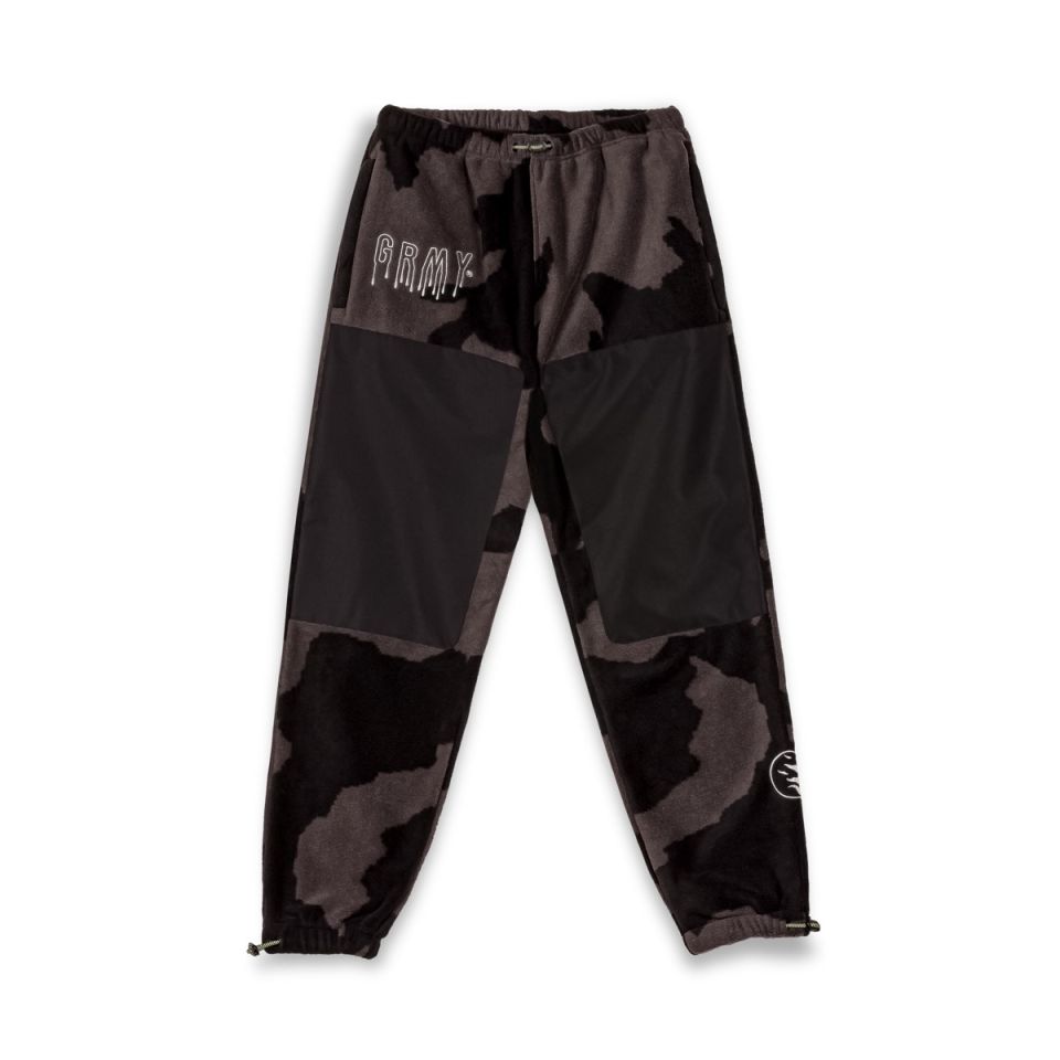 GRIMEY BACK AT YOU ALL OVER PRINT POLAR FLEECE TRACK PANTS - BLACK