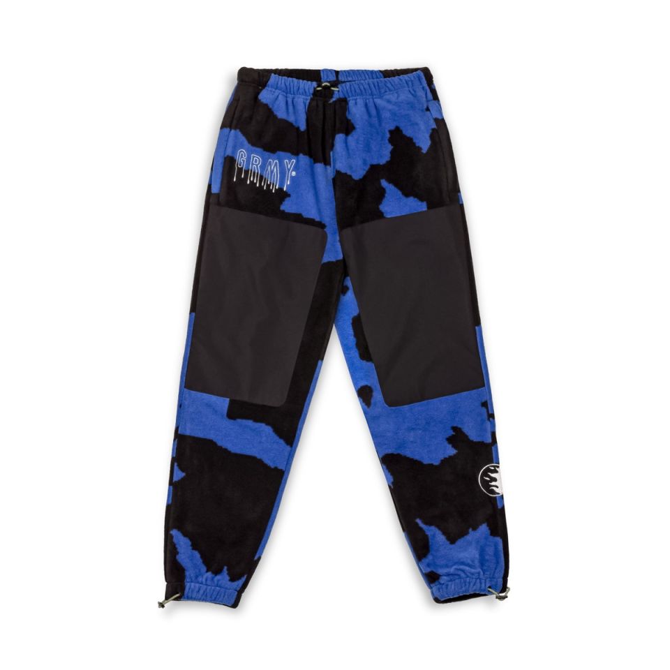 GRIMEY BACK AT YOU ALL OVER PRINT POLAR FLEECE TRACK PANTS- ROYAL BLUE | FW23