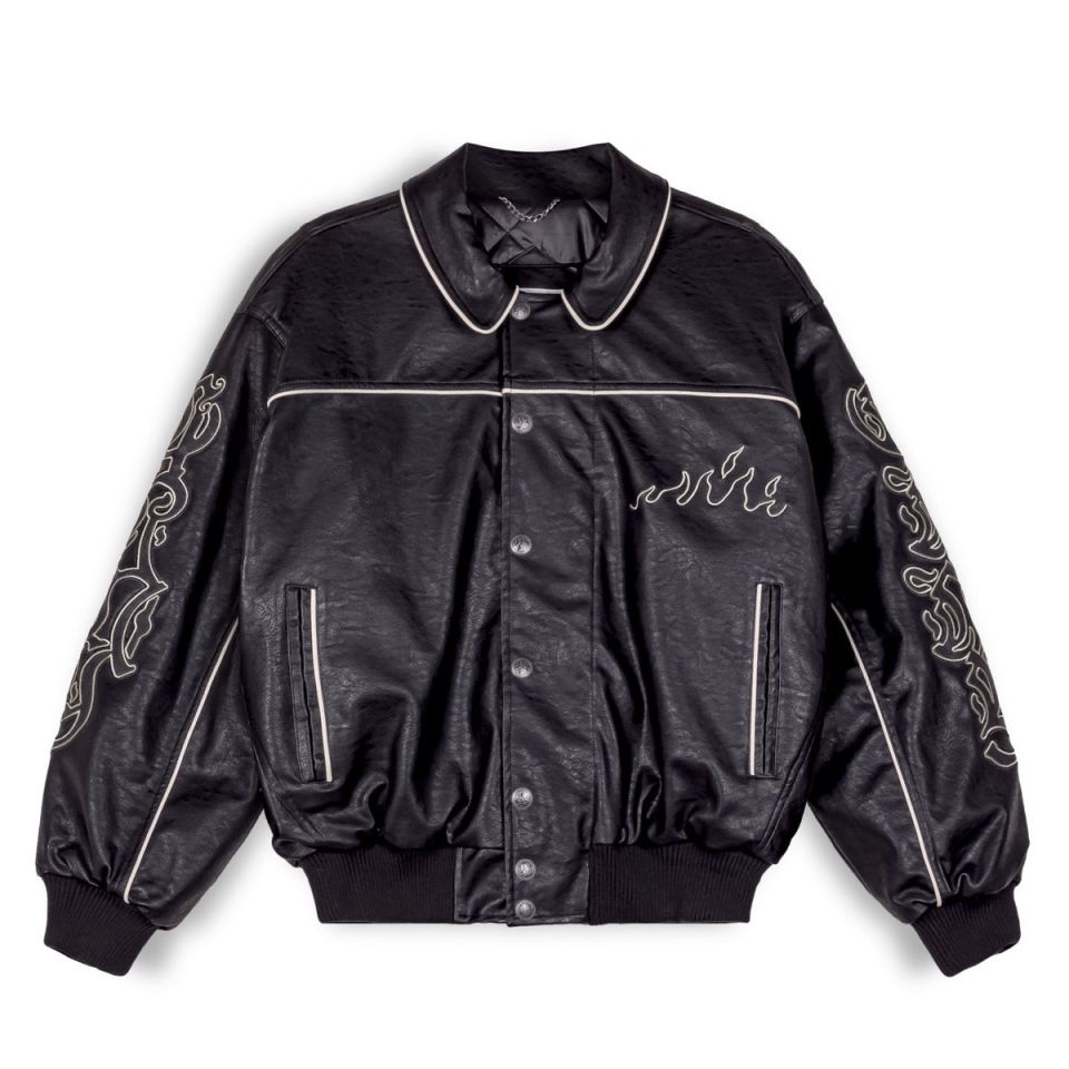 GRIMEY FIRE ROUTE PU LEATHER JACKET - BLACK | Spring 23