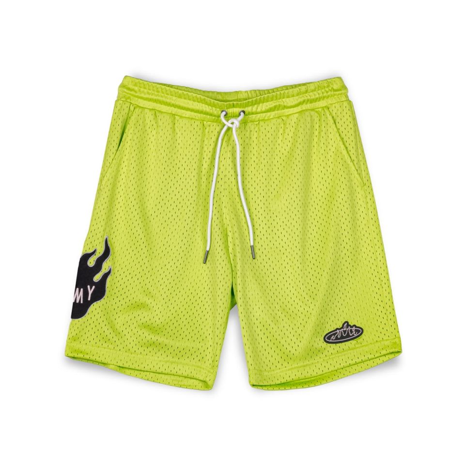 GRIMEY CLOVEN TONGUES MESH BASKET SHORTS - FLUOR LIME  | Summer 23