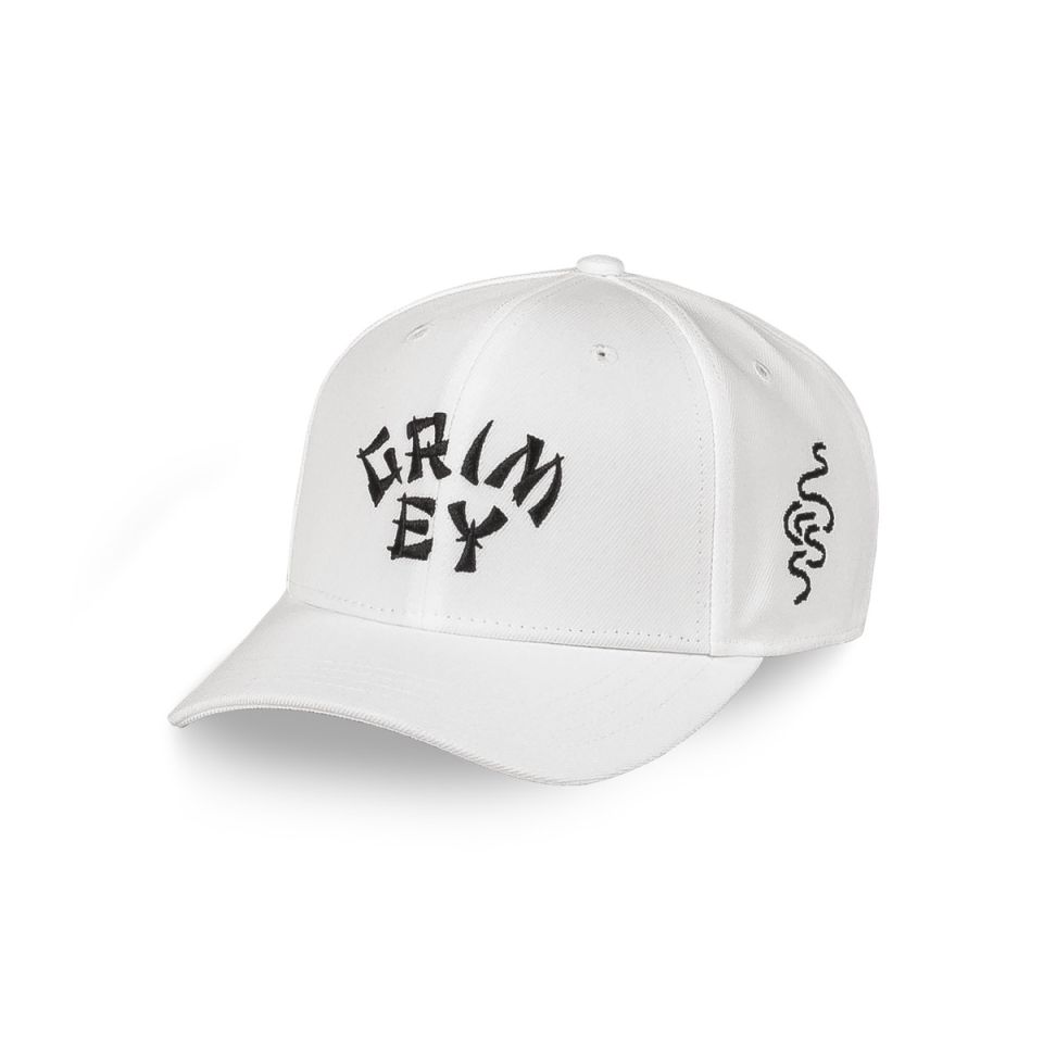 GRIMEY LUCKY DRAGON CURVED VISOR SNAPBACK CAP - WHITE | SS24