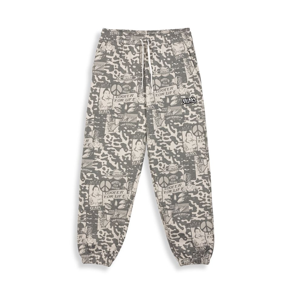 Pantalón chandal Grimey Peace Within All Over Print Light Grey