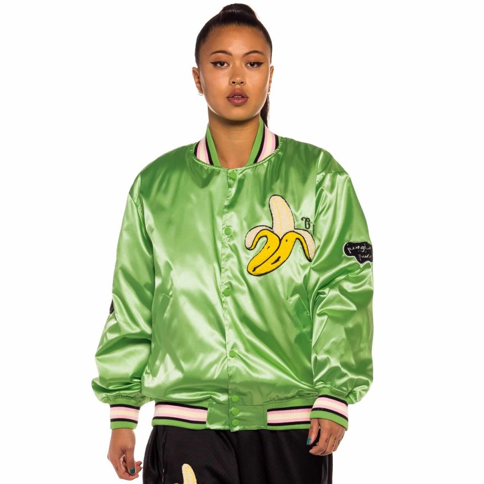 Satin Jacket Unisex Grimey JUNGLE PUNCH - Green | Spring 22