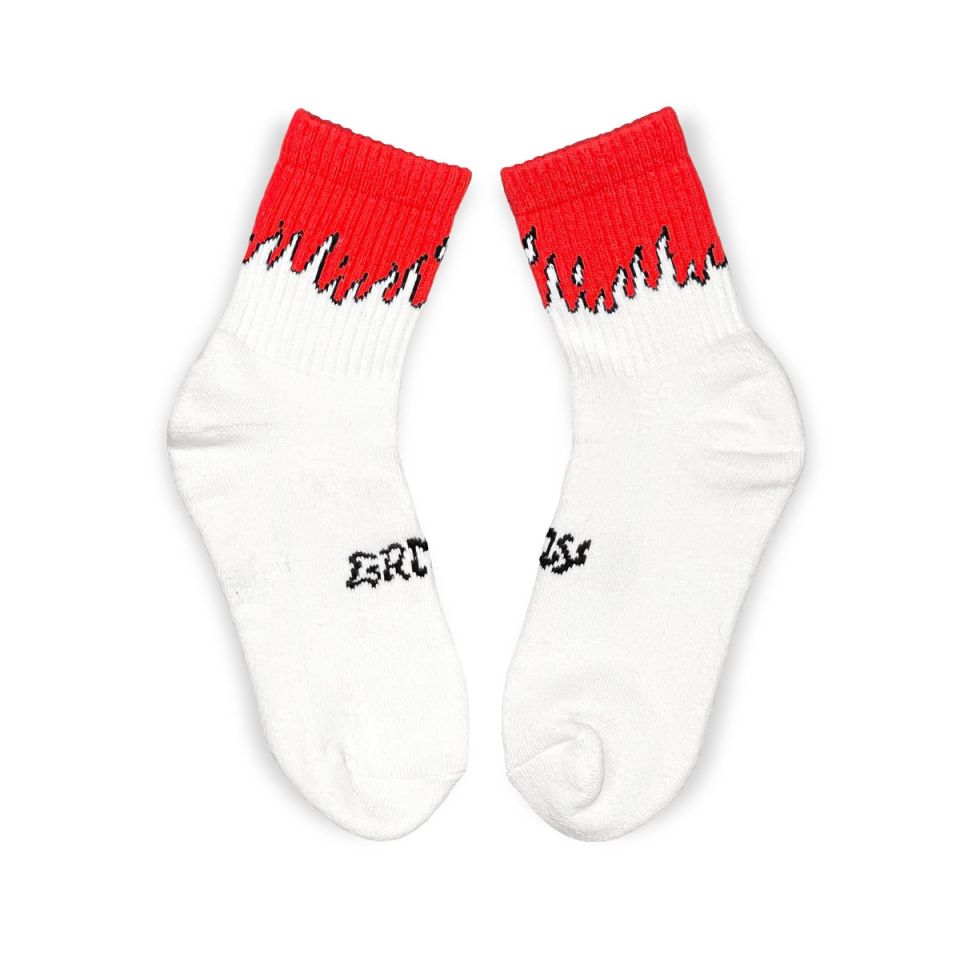 CALCETINES GRIMEY FIRE ROUTE FLAMES - WHITE | Spring 23